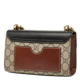 グッチ GGスプリーム パドロック スモール チェーン ショルダーバッグ 409487 ベージュ ブラック PVC レザー レディース GUCCI 【中古】